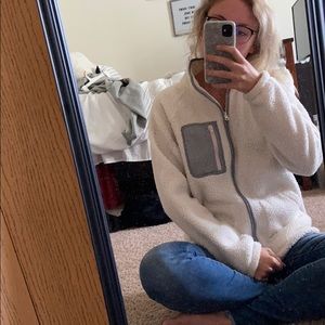 Sherpa zip up sweatshirt.